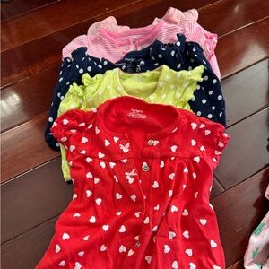 Carter's Heart and Polka Dot Romper Set - Red, Green, Navy